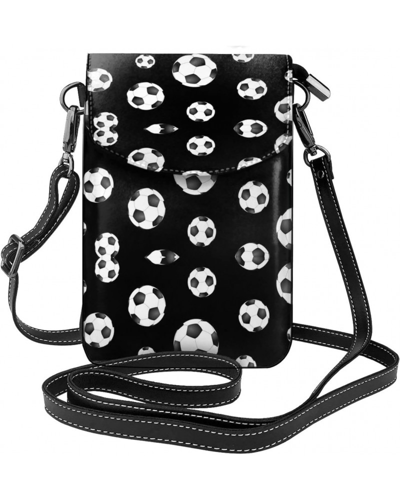 Black And White Soccer Ball Crossbody Bags For Women Mini Phone Purse Shoulder Handbags Card Holder Wallet $13.19 Crossbody Bags