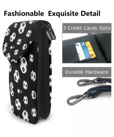 Black And White Soccer Ball Crossbody Bags For Women Mini Phone Purse Shoulder Handbags Card Holder Wallet $13.19 Crossbody Bags