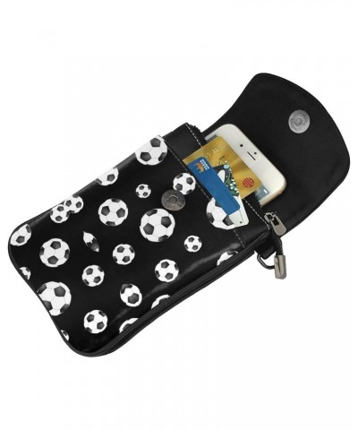 Black And White Soccer Ball Crossbody Bags For Women Mini Phone Purse Shoulder Handbags Card Holder Wallet $13.19 Crossbody Bags