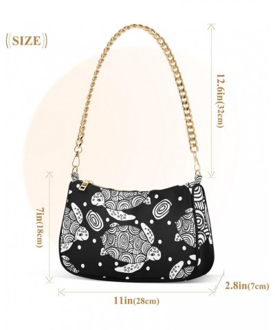 Shoulder Bag Sea Turtle Mandala Black White Women Clutch Handbag Shoulder Purch Date Chain Bag Tote Bag Spring Holiday Birthd...