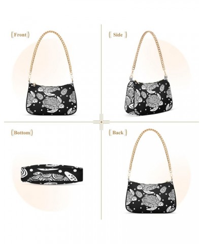 Shoulder Bag Sea Turtle Mandala Black White Women Clutch Handbag Shoulder Purch Date Chain Bag Tote Bag Spring Holiday Birthd...