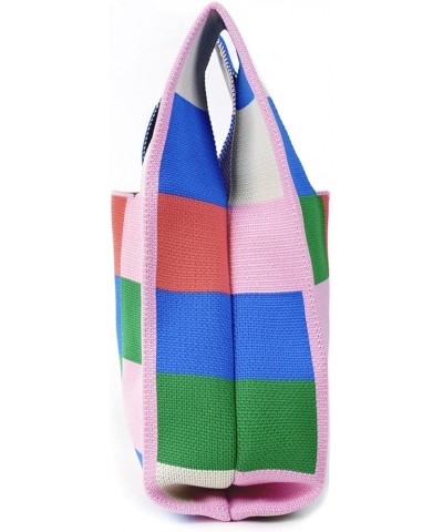 Colour Print Shoulder Bag for Women Fashion Tote Bag Small Hobo Handbag Purse Clucth Light Knit Top Handle Bag Yellow-stripe ...