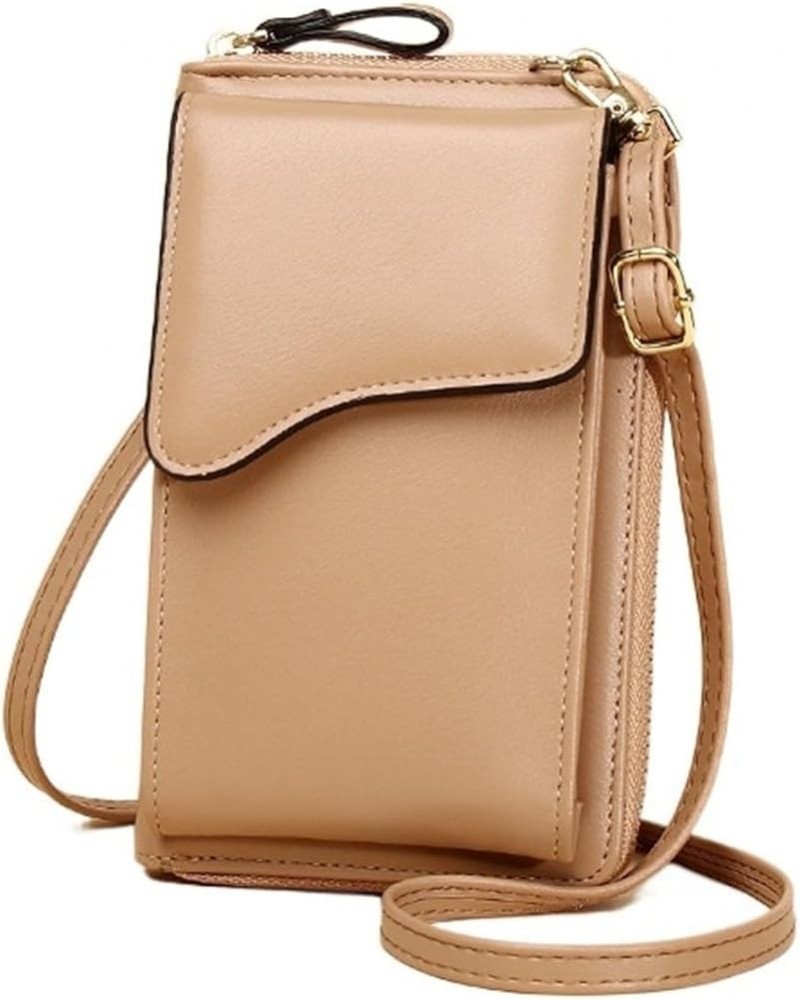 Shoulder Bags For Women Mobile Phone Bags Female Crossbody Wallet Messenger Bag Handbags Apricot $28.60 Shoulder Bags