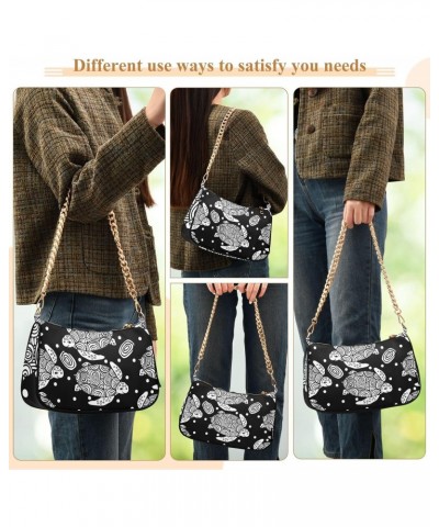 Shoulder Bag Sea Turtle Mandala Black White Women Clutch Handbag Shoulder Purch Date Chain Bag Tote Bag Spring Holiday Birthd...