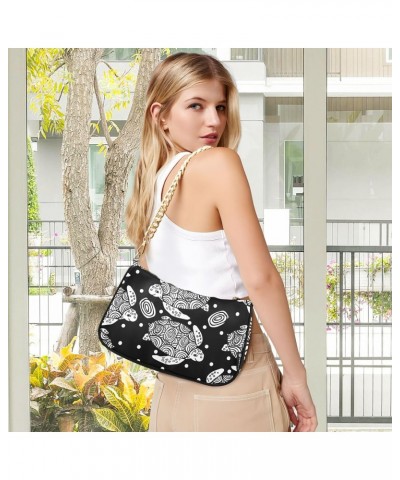 Shoulder Bag Sea Turtle Mandala Black White Women Clutch Handbag Shoulder Purch Date Chain Bag Tote Bag Spring Holiday Birthd...