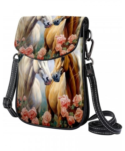 Crossbody Bags for Women,Crossbody Bag Men,Small Sling Bag,Animal Couple Horse Flower,Crossbody Purse $10.49 Crossbody Bags