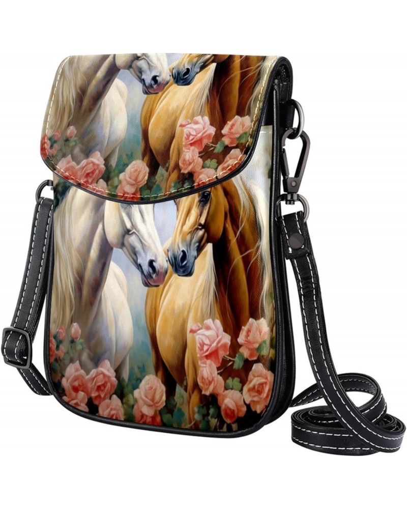 Crossbody Bags for Women,Crossbody Bag Men,Small Sling Bag,Animal Couple Horse Flower,Crossbody Purse $10.49 Crossbody Bags