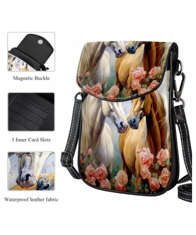 Crossbody Bags for Women,Crossbody Bag Men,Small Sling Bag,Animal Couple Horse Flower,Crossbody Purse $10.49 Crossbody Bags