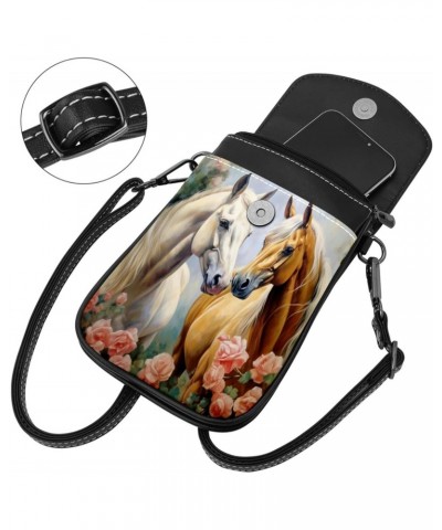 Crossbody Bags for Women,Crossbody Bag Men,Small Sling Bag,Animal Couple Horse Flower,Crossbody Purse $10.49 Crossbody Bags