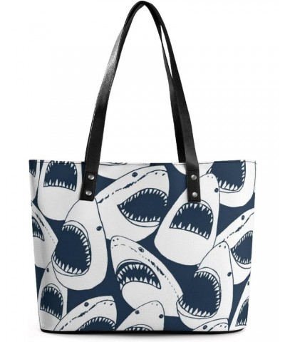 Womens Handbag Shark Fish Leather Tote Bag Top Handle Satchel Bags For Lady $20.99 Totes