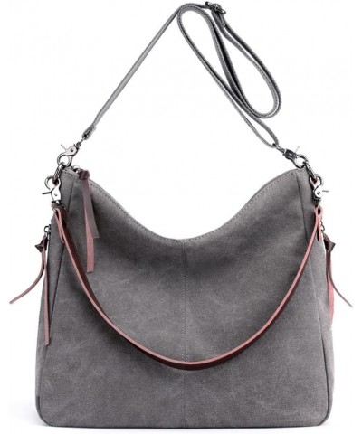 Crossbody Bag for Women Canvas Shoulder Purse Large Capacity Messenger Satchel Tote Handbag Grey $18.13 Totes