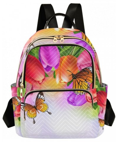 Small Backpack for Women Travel Bag Spring Butterfly Tulip Flower Daypack Purse Fashion Shoulder Bag Rucksack Small B629 $12....