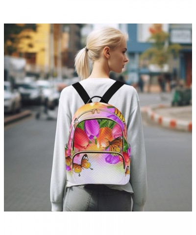 Small Backpack for Women Travel Bag Spring Butterfly Tulip Flower Daypack Purse Fashion Shoulder Bag Rucksack Small B629 $12....