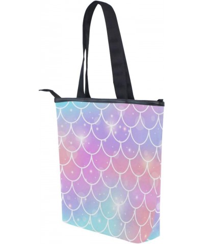 Glowing Fish Scale The Tote Bag for Women Big Capacity Women's Shoulder Handbags Canvas Shopping Dating Bag $11.04 Totes