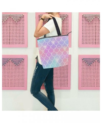 Glowing Fish Scale The Tote Bag for Women Big Capacity Women's Shoulder Handbags Canvas Shopping Dating Bag $11.04 Totes