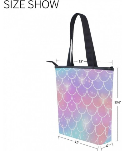 Glowing Fish Scale The Tote Bag for Women Big Capacity Women's Shoulder Handbags Canvas Shopping Dating Bag $11.04 Totes