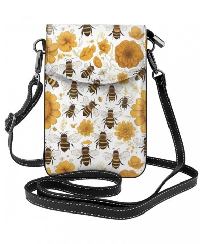 Cute Little Bee Leather Cross Body Flip Phone Bag With Detachable Shoulder Straps, Used For Travel, Dating, Holiday Gifts $22...