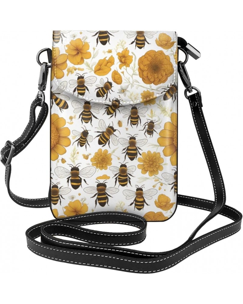 Cute Little Bee Leather Cross Body Flip Phone Bag With Detachable Shoulder Straps, Used For Travel, Dating, Holiday Gifts $22...