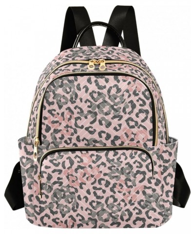 Pink Grey Leopard Backpack Purse for Women Fashion Travel Bag Ladies Shoulder Bags with Double Zipper Weekend Bag,S Small $14...