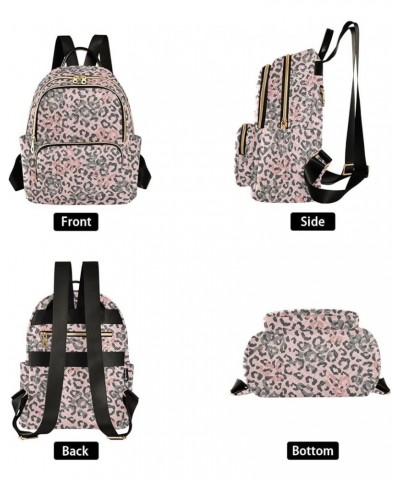 Pink Grey Leopard Backpack Purse for Women Fashion Travel Bag Ladies Shoulder Bags with Double Zipper Weekend Bag,S Small $14...