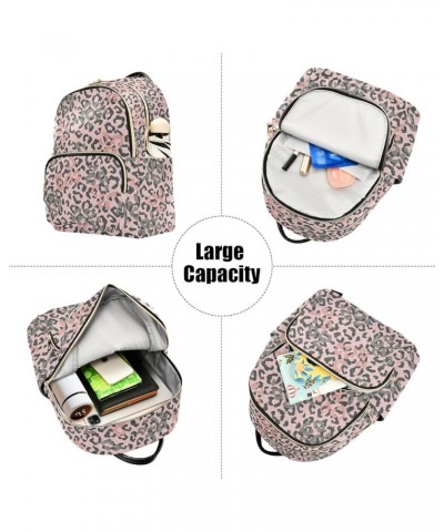 Pink Grey Leopard Backpack Purse for Women Fashion Travel Bag Ladies Shoulder Bags with Double Zipper Weekend Bag,S Small $14...