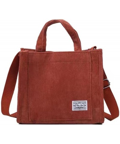 Corduroy leisure women's handbag vintage art canvas women's messenger bag cotton zipper handbag Brick Red $9.63 Handbags