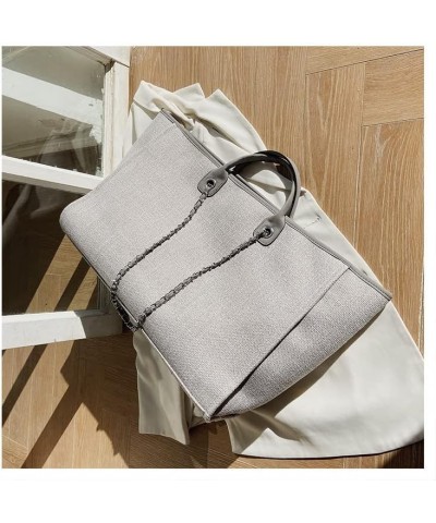 Tote Bags Women Canvas Bag Chain Large Capacity Tote Bag Portable Shopping Bag Handbag Beach Bag Large Grey $26.90 Totes