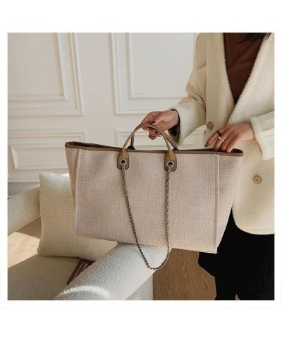 Tote Bags Women Canvas Bag Chain Large Capacity Tote Bag Portable Shopping Bag Handbag Beach Bag Large Grey $26.90 Totes