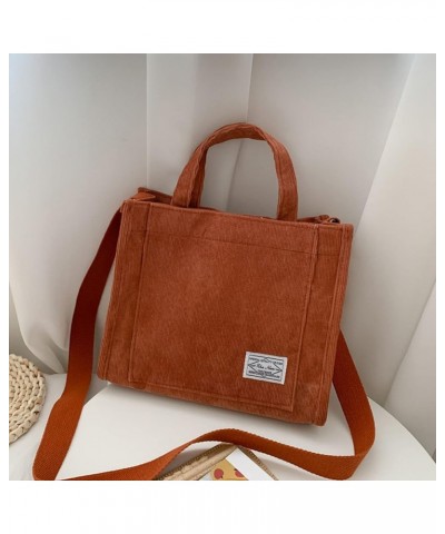 Corduroy leisure women's handbag vintage art canvas women's messenger bag cotton zipper handbag Brick Red $9.63 Handbags