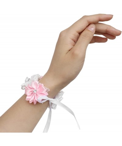 Ribbon Wrist, 6Pcs Wedding Handmade Hand Flower Wristlet, Decoration Accessories for Bride and Bridesmaids(Green) Pink $7.67 ...