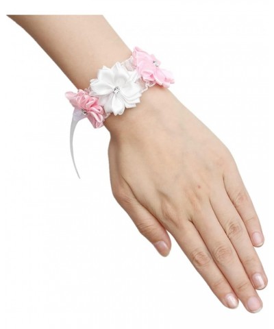 Ribbon Wrist, 6Pcs Wedding Handmade Hand Flower Wristlet, Decoration Accessories for Bride and Bridesmaids(Green) Pink $7.67 ...