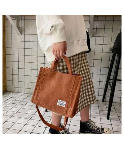 Corduroy leisure women's handbag vintage art canvas women's messenger bag cotton zipper handbag Brick Red $9.63 Handbags