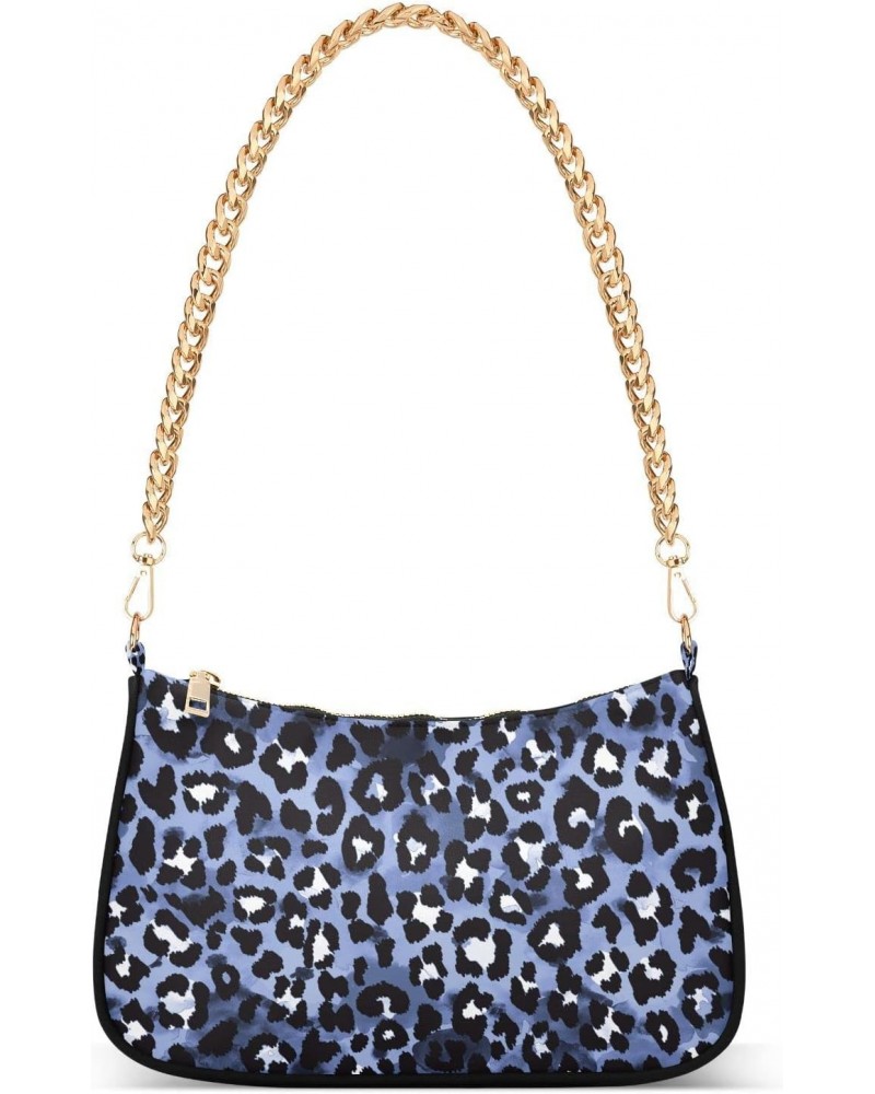 Tote Handbags Leopard Print Clutch Purse Trendy Chain Shoulder Bag Small Underarm Bag with Zipper for Women $13.80 Shoulder Bags