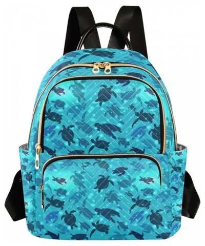 Ocean Women Backpack Swimming Sea Turtle Aqua Cute Wildlife Anti-Theft Travel Backpack with Luggage Belt Lightweight Handbag ...