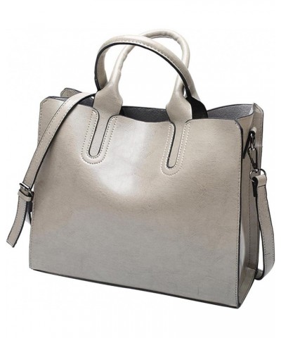 Stylish Women's Leather Handbag with Spacious Interior for Everyday Use Gray $12.82 Shoulder Bags