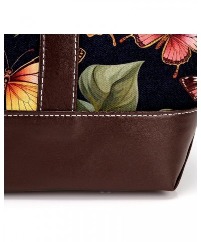 Butterfly Canvas Leather Mix Hand-Held Bag - Stylish and Durable 13.3x4.7x12.2 in Handbag for Women - Ideal for Everyday Use ...