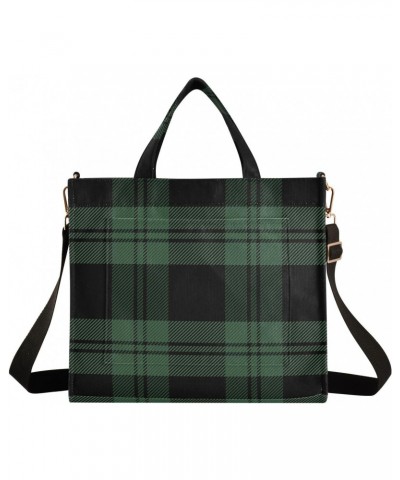 Christmas Green Tartan Plaid Tote Bag Corduroy Bag Large Handbag Shoulder Bag Satchel Bag for Women $15.00 Totes