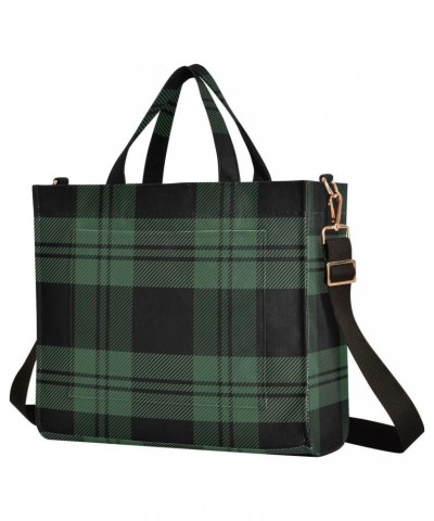 Christmas Green Tartan Plaid Tote Bag Corduroy Bag Large Handbag Shoulder Bag Satchel Bag for Women $15.00 Totes