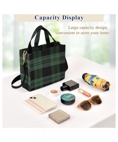 Christmas Green Tartan Plaid Tote Bag Corduroy Bag Large Handbag Shoulder Bag Satchel Bag for Women $15.00 Totes