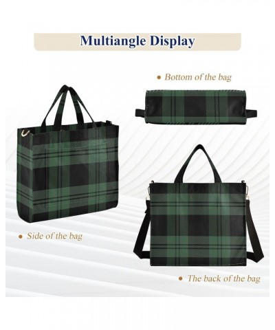 Christmas Green Tartan Plaid Tote Bag Corduroy Bag Large Handbag Shoulder Bag Satchel Bag for Women $15.00 Totes