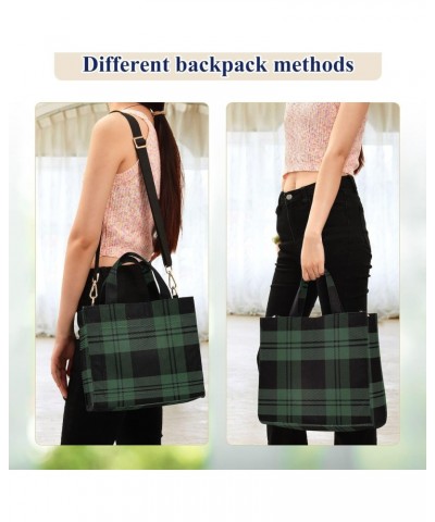 Christmas Green Tartan Plaid Tote Bag Corduroy Bag Large Handbag Shoulder Bag Satchel Bag for Women $15.00 Totes