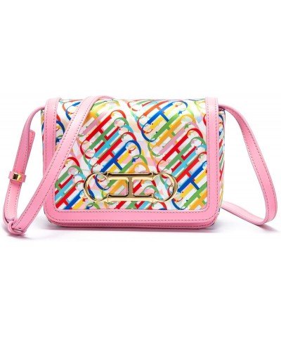 Women Colorful Stitching Shoulder Bag Daily Casual Shopping Banquet Messenger Bag Letter Print Handbag Pink $46.93 Shoulder Bags