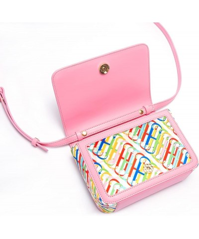 Women Colorful Stitching Shoulder Bag Daily Casual Shopping Banquet Messenger Bag Letter Print Handbag Pink $46.93 Shoulder Bags