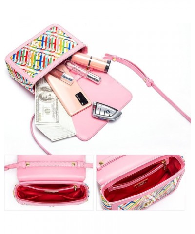 Women Colorful Stitching Shoulder Bag Daily Casual Shopping Banquet Messenger Bag Letter Print Handbag Pink $46.93 Shoulder Bags