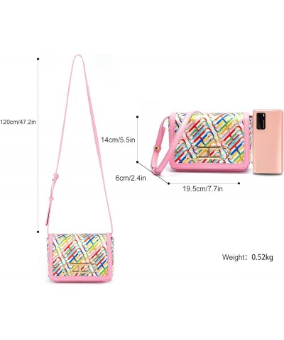 Women Colorful Stitching Shoulder Bag Daily Casual Shopping Banquet Messenger Bag Letter Print Handbag Pink $46.93 Shoulder Bags