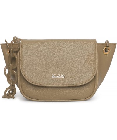 PU Leather Short Strap Side Sling Bag for Women Girls Beige $25.91 Shoulder Bags