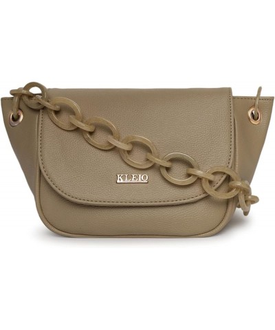 PU Leather Short Strap Side Sling Bag for Women Girls Beige $25.91 Shoulder Bags