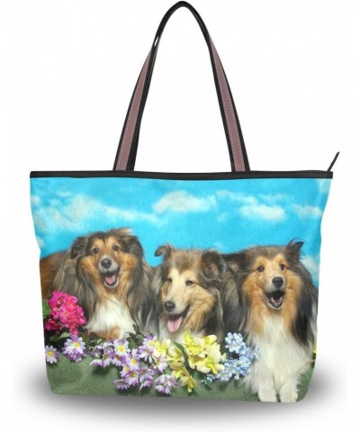 Women Tote Shoulder Bag Shetland Sheepdogs Handbag $15.84 Shoulder Bags