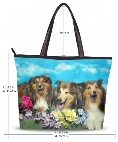 Women Tote Shoulder Bag Shetland Sheepdogs Handbag $15.84 Shoulder Bags