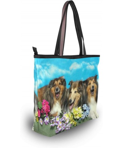 Women Tote Shoulder Bag Shetland Sheepdogs Handbag $15.84 Shoulder Bags